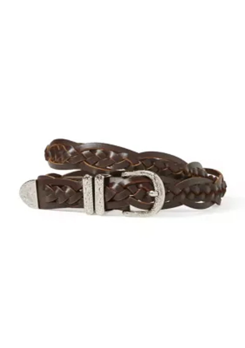Braided Leather Classic Belt with Western Etched Hardware