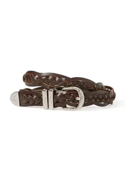Braided Leather Classic Belt with Western Etched Hardware