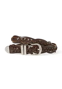 Braided Leather Classic Belt with Western Etched Hardware