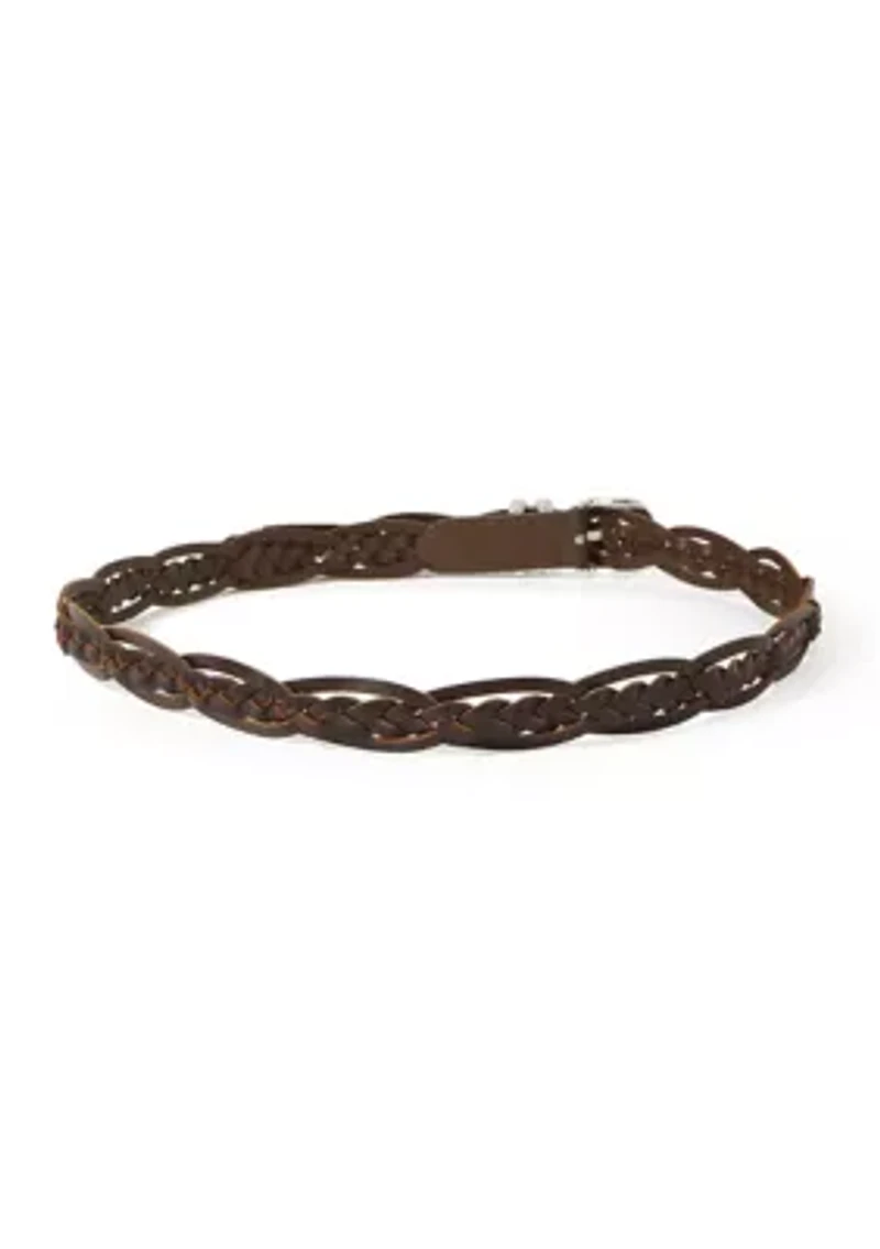 Braided Leather Classic Belt with Western Etched Hardware