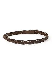 Braided Leather Classic Belt with Western Etched Hardware