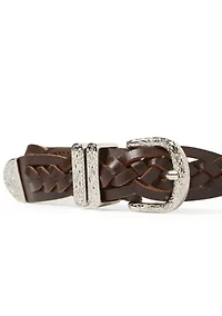 Braided Leather Classic Belt with Western Etched Hardware