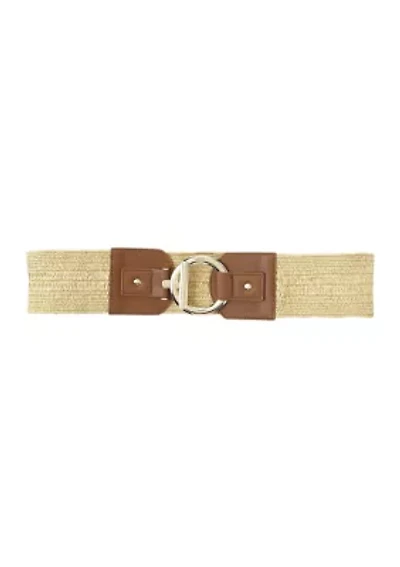 Circle Bar Stretch Raffia Belt