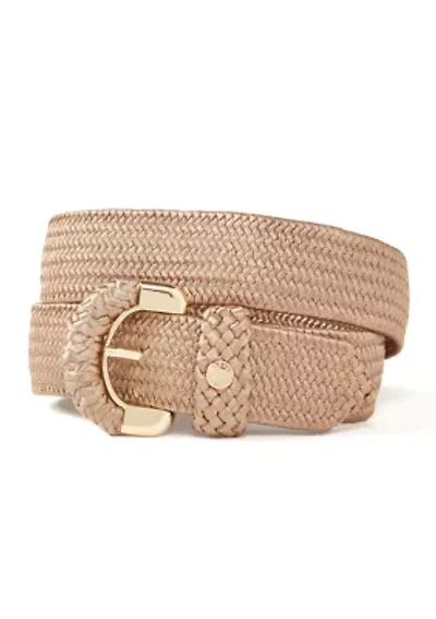 Shiny Stretch Partial Wrapped Buckle Belt