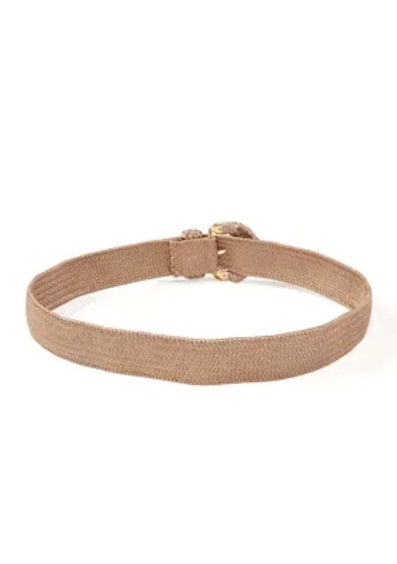 Shiny Stretch Partial Wrapped Buckle Belt