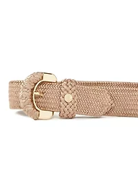 Shiny Stretch Partial Wrapped Buckle Belt