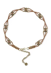 Leather Cord Stone Concho Belt