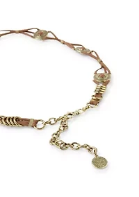 Leather Cord Stone Concho Belt