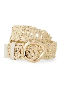 Woven Straw Belt with Organic Buckle