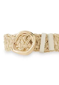 Woven Straw Belt with Organic Buckle