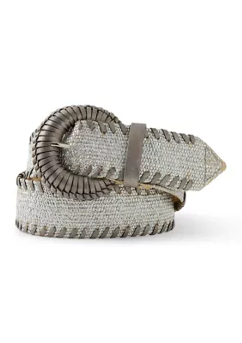 Metallic Straw Whipstitch Edge Wrapped Belt