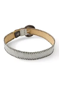 Metallic Straw Whipstitch Edge Wrapped Belt