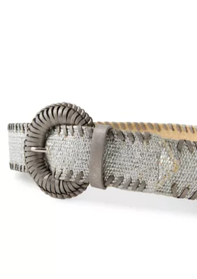 Metallic Straw Whipstitch Edge Wrapped Belt