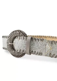 Metallic Straw Whipstitch Edge Wrapped Belt