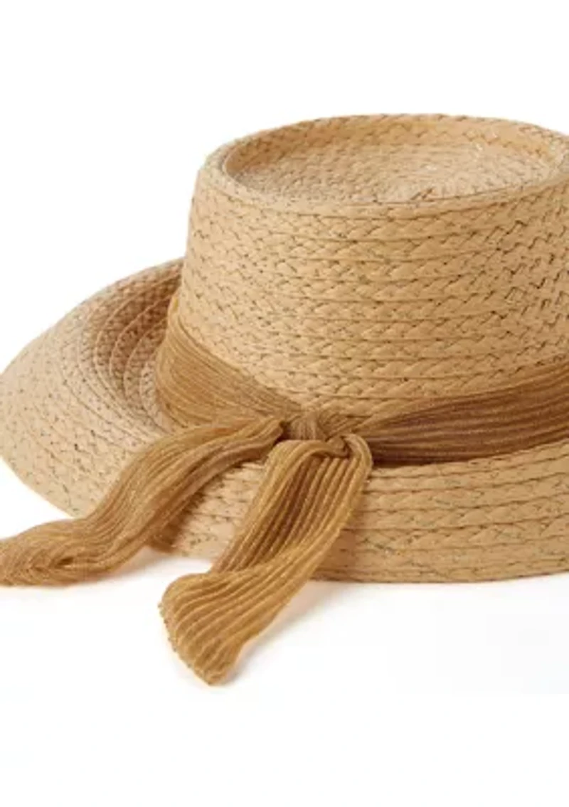 Lurex Downbrim Hat with Tie Accent