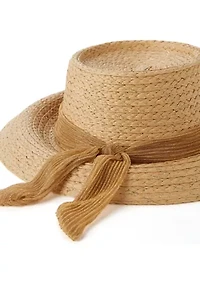 Lurex Downbrim Hat with Tie Accent