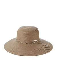 Rhinestone Trim Straw Down Brim Hat 