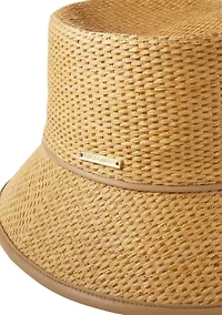 Textured Straw Bucket Hat with Binding