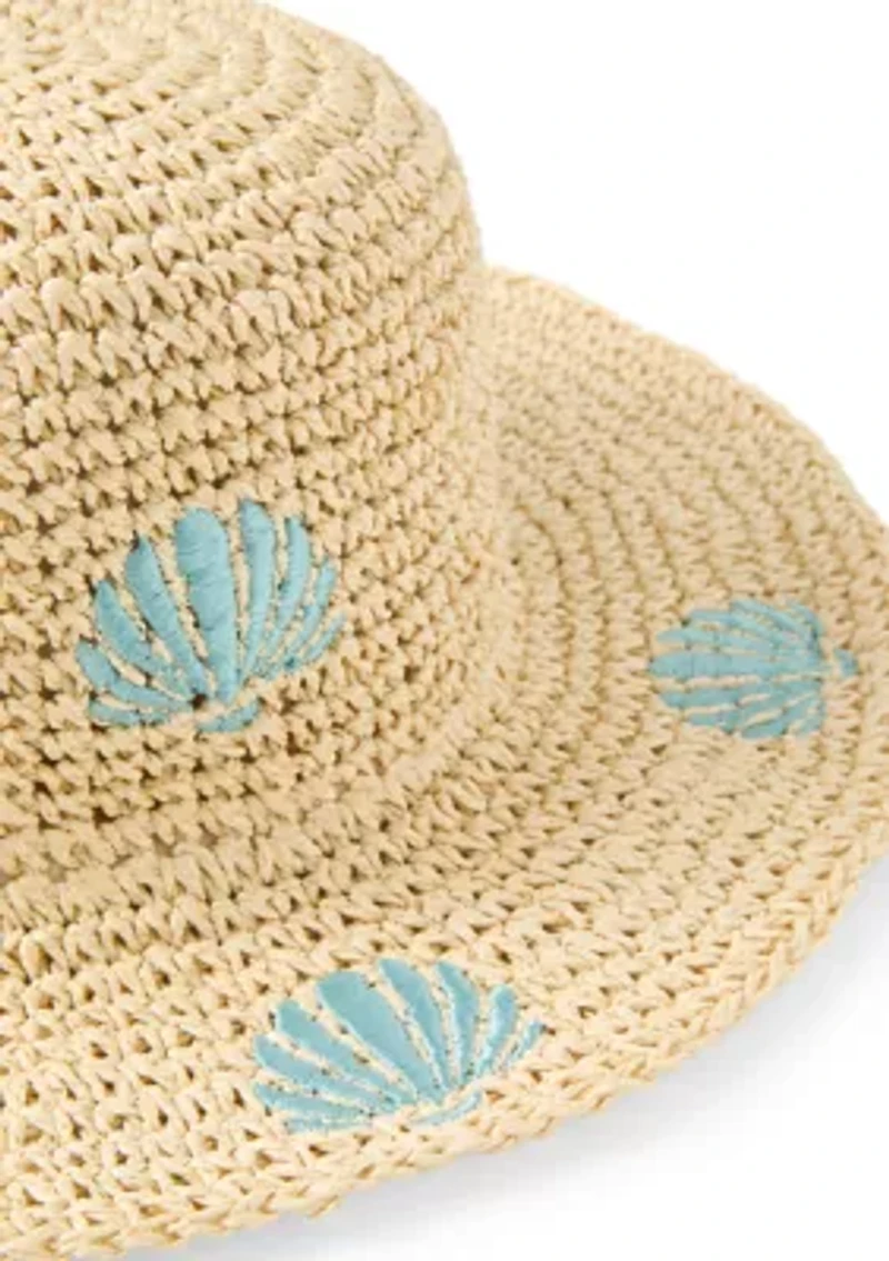 Embroidered Crochet Bucket Hat