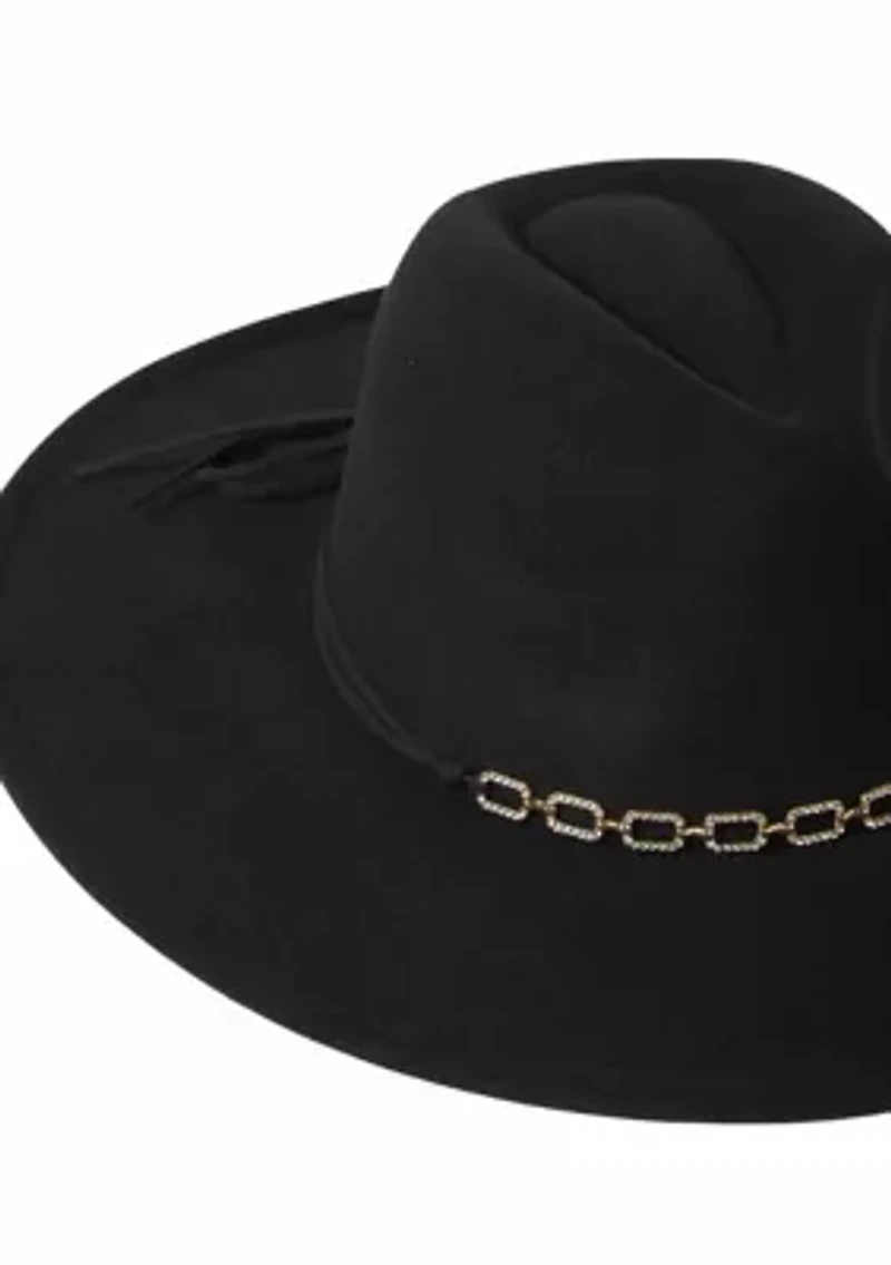 Panama Hat with Rhinestone Belt