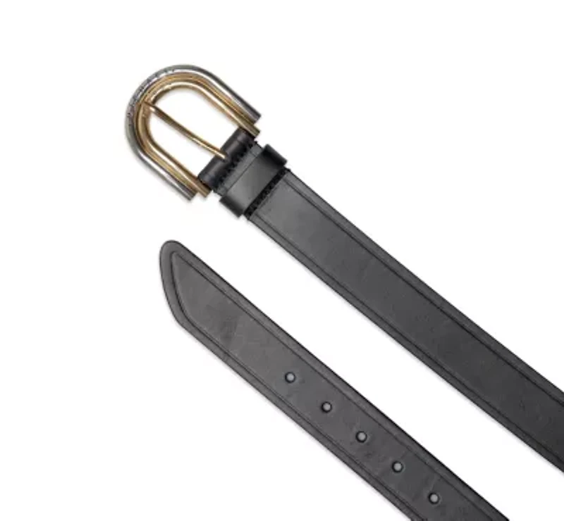 35MM Double Buckle Leather Belt