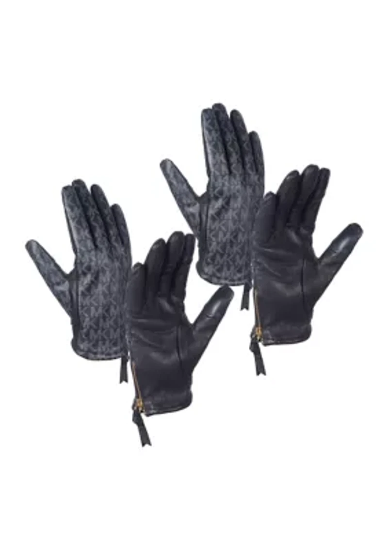 Printed Logo Leather Gloves