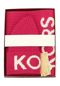 Fisherman Rib Cuff Hat and Scarf Set 