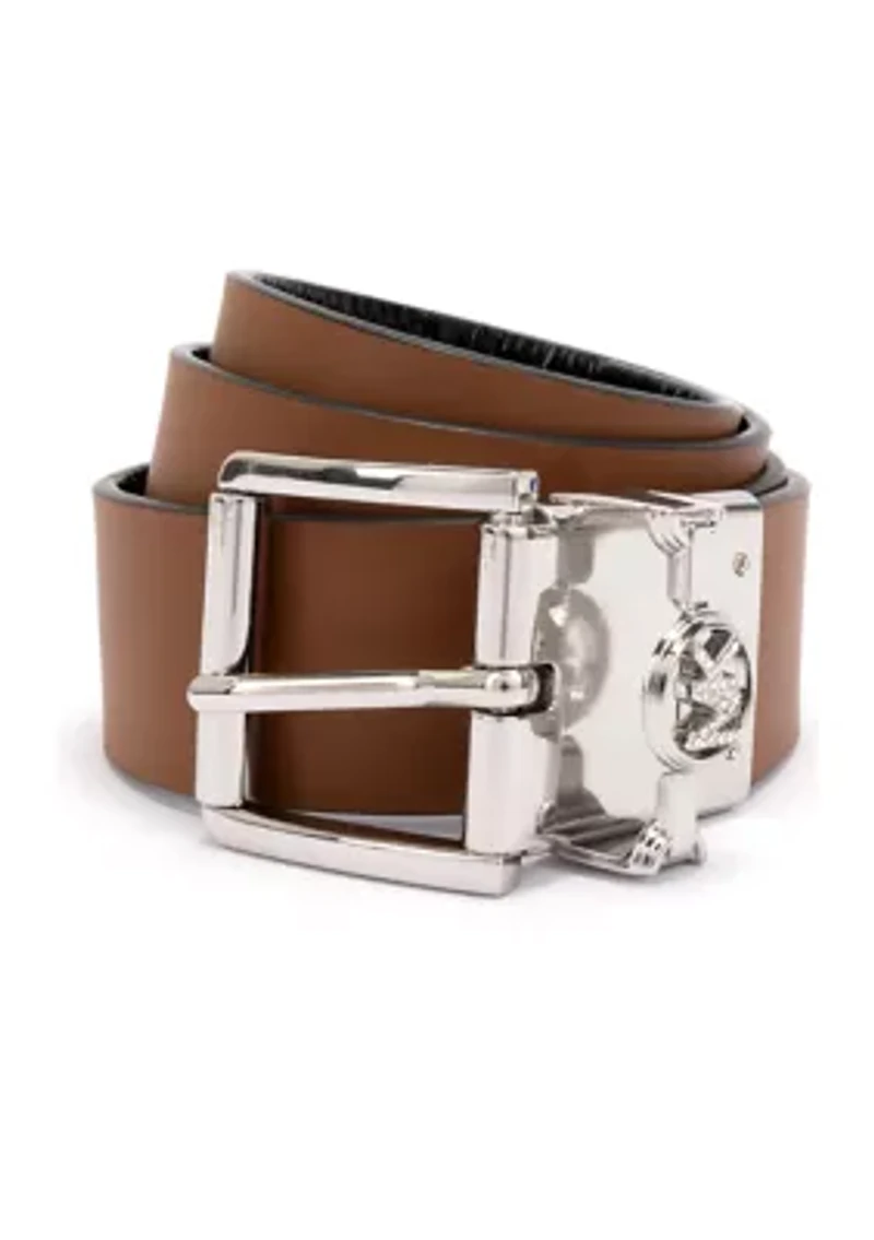 38 Millimeter Reversible Metallic Leather Belt