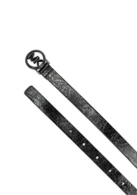 Logo Charm Skinny Belt