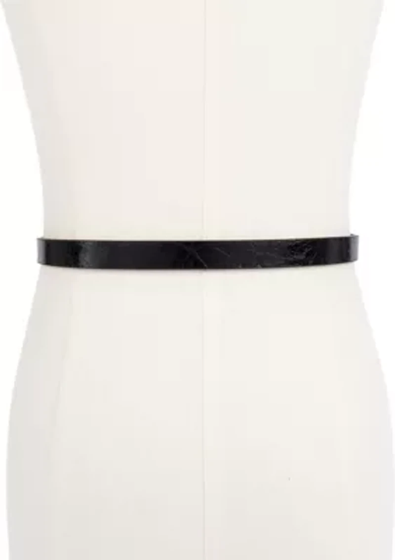 Logo Charm Skinny Belt