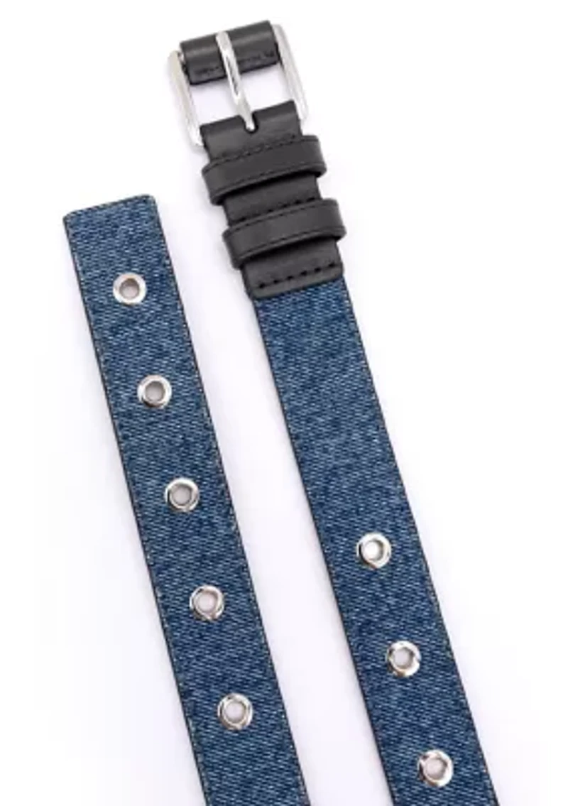 28 Millimeter Denim Belt with Grommets