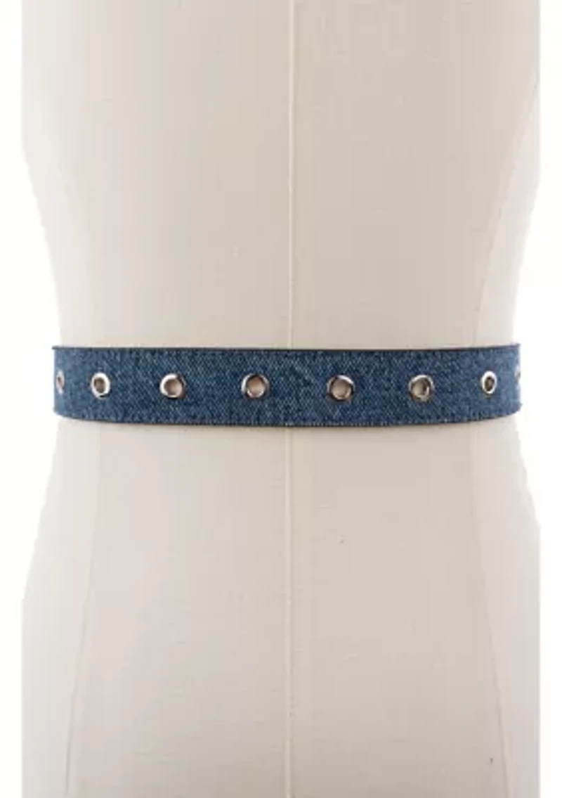 28 Millimeter Denim Belt with Grommets