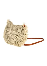 Straw Fringe Half Moon Crossbody 