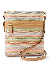 Straw North South Crossbody Bag