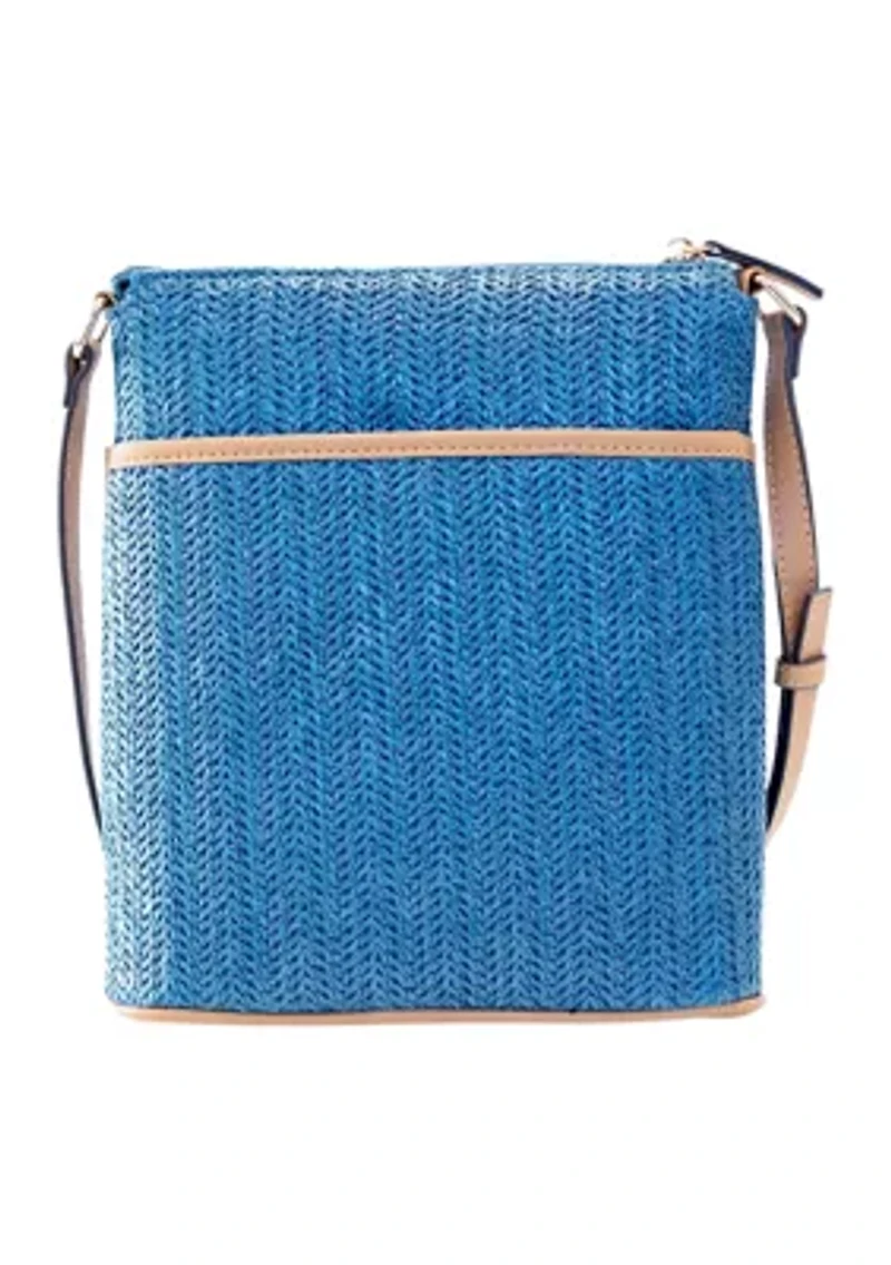 Straw North South Crossbody Bag