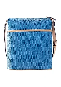 Straw North South Crossbody Bag