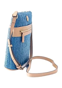 Straw North South Crossbody Bag