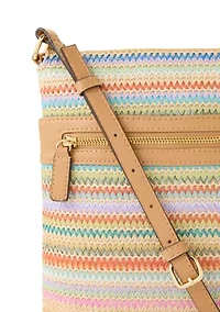 Straw North South Crossbody Bag