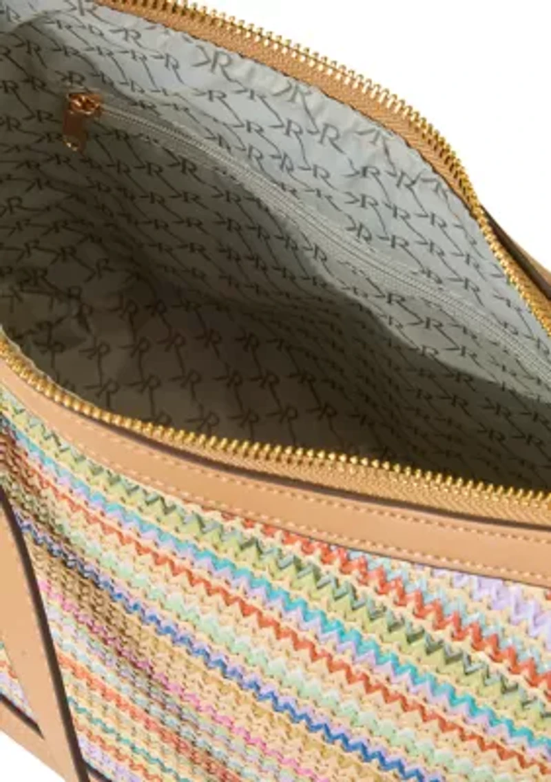 Straw North South Crossbody Bag