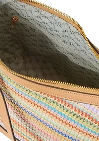 Straw North South Crossbody Bag
