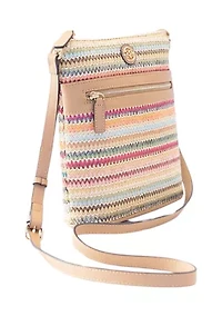 Straw North South Crossbody Bag