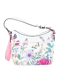 Floral Saffiano Hobo Bag