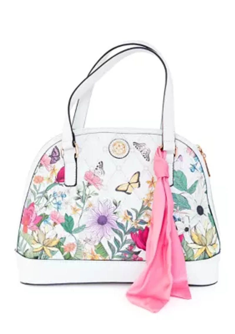 Floral Saffiano Dome Satchel