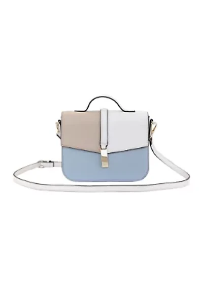 Resin Pebbled Faux Leather Color Blocked Crossbody