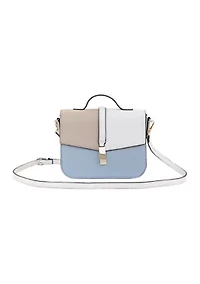 Resin Pebbled Faux Leather Color Blocked Crossbody
