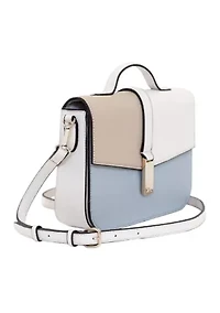 Resin Pebbled Faux Leather Color Blocked Crossbody