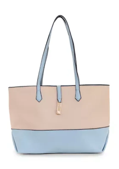 Pebbled Color Block Tote Bag