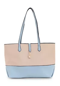 Pebbled Color Block Tote Bag