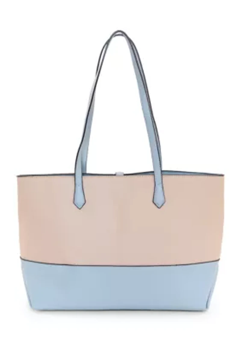 Pebbled Color Block Tote Bag