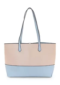 Pebbled Color Block Tote Bag